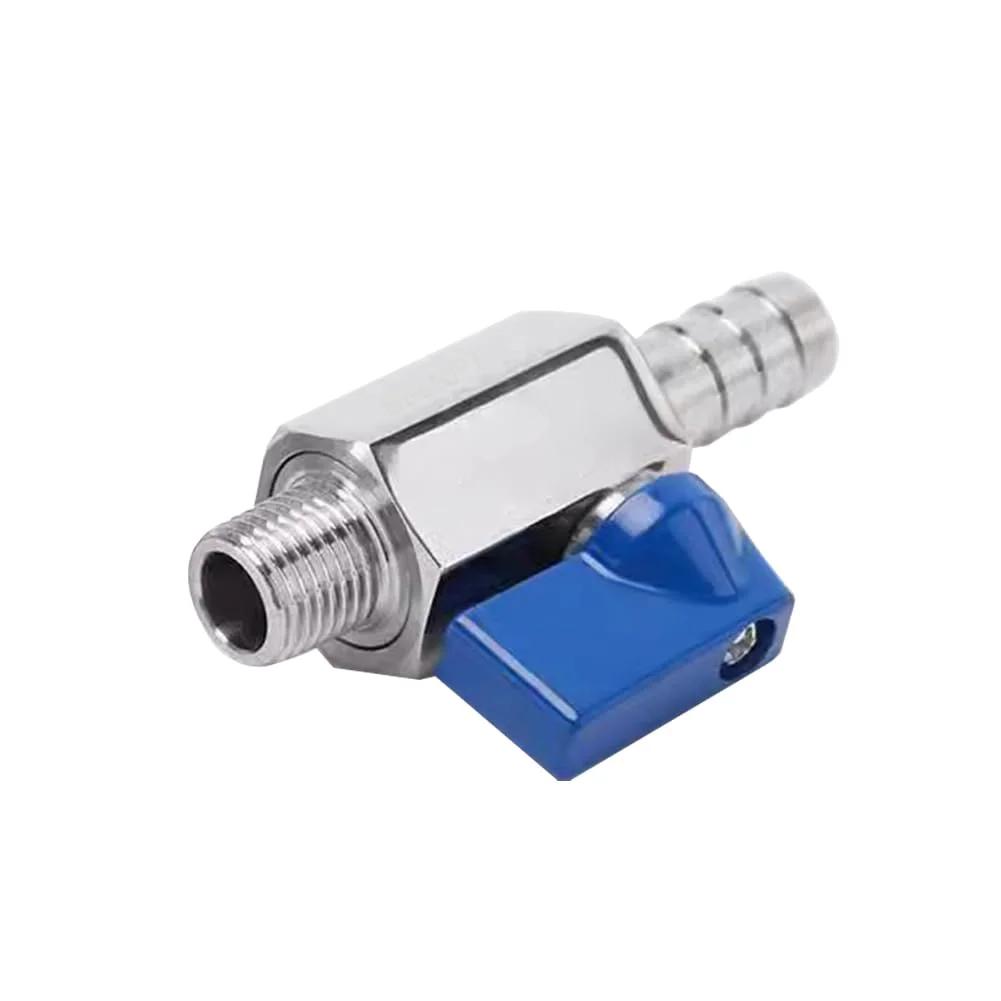 Stainless Steel One Quarter Inch NPT Male To One Quarter Inch Hose Barb Ball Valve Shut Off Valve Pack Of Two For Water Fuel Air Heavy Duty Build Easy Flow High Temperature Resistant And Anti Freezing front view