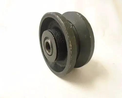 Workhorse V Groove Caster Wheel Set 3 Inch Diameter By 1.5 Inch Wide Iron Steel Seven Eighth Inch Bearing 375 Lb Each 1500 Lb Total Capacity Four Pack