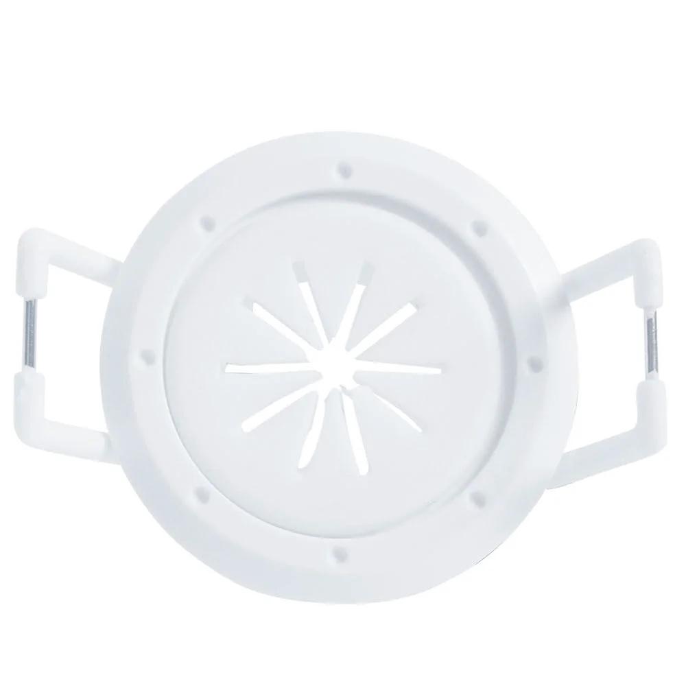 Front view of Speedy Z Mini Spring-Lock Cable Pass-Through Port for clean wall install in white, 1.5 inch outer diameter, 1 inch inner diameter.