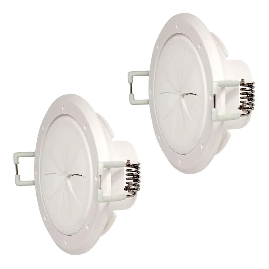 White Two Inch Cable Pass Through Port Pair With Spring-Lock, Durable Plastic Rubber Construction For Clean Cable Management