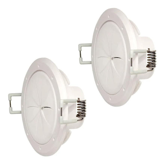 White Two Inch Cable Pass Through Port Pair With Spring-Lock, Durable Plastic Rubber Construction For Clean Cable Management