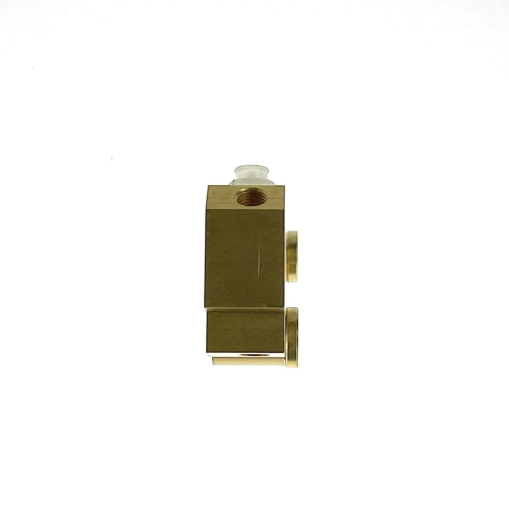 Side view of brass PV4 Brake Proportioning Valve For Disc And Disc Brake Systems, designed for classic trucks and muscle cars.