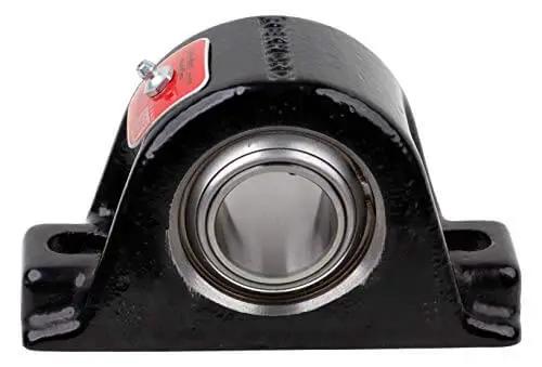 Front view of Built-Tough Heavy-Duty Solid-Housed Pillow Block Spherical Roller Bearing With 2-11/16 Inch Bore PB22443H, cast iron housing.