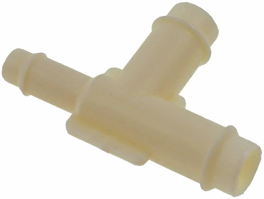 Hard Vacuum Tubing Tee for Auto Vacuum Lines Three Eighths By One Quarter By Three Eighths Inch Direct Replacement Durable Construction Easy Install No Tools Required Dorman 47341