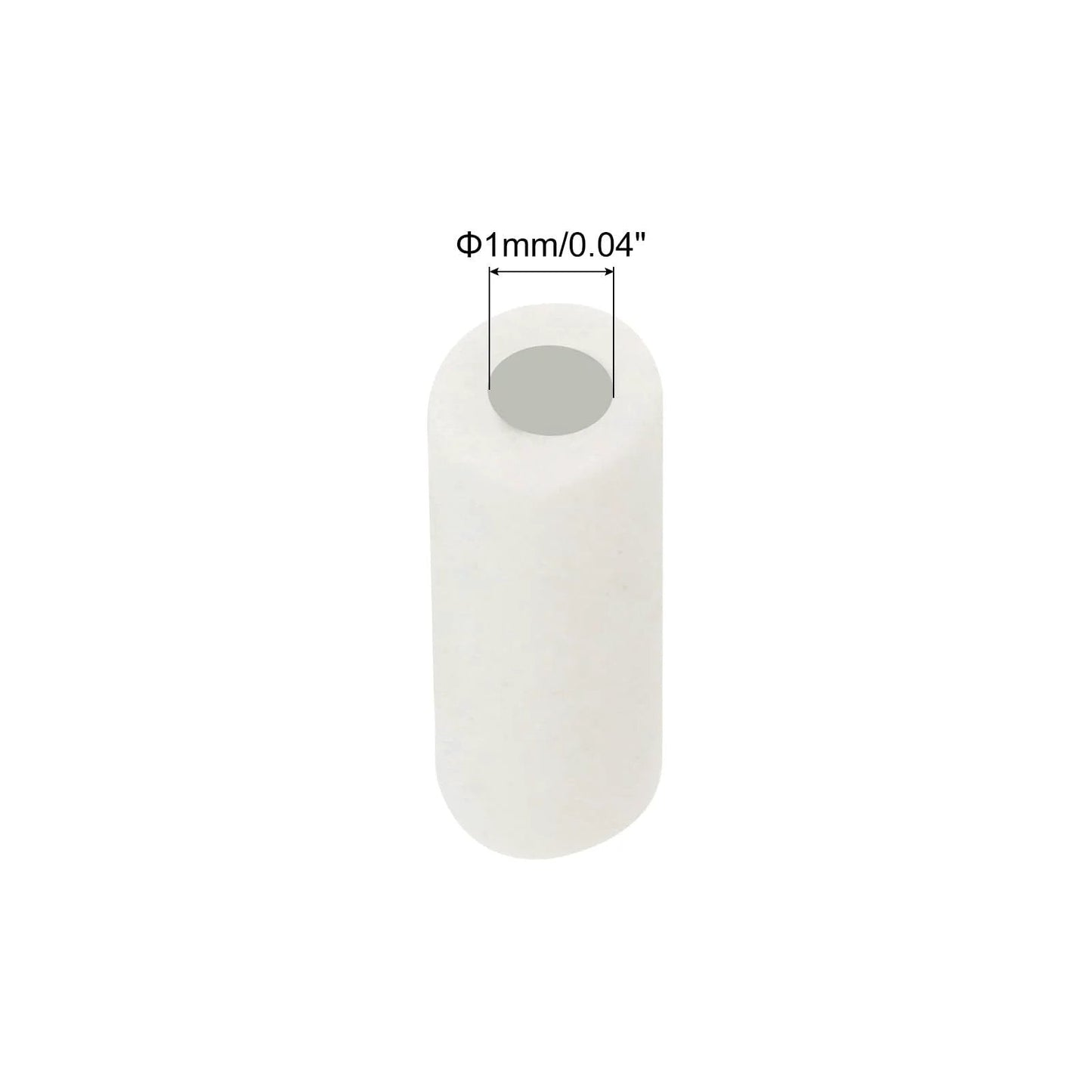 Five Pack Pro Grade High Temperature Ceramic Tube Insulators With 1mm Bore And 3x10mm Size For Wire Bundles, grey ceramic tube close-up view.