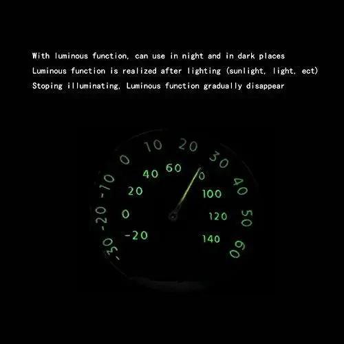 Mini Car Dashboard Thermometer Clip For Air Vent With Night Glow displaying luminous temperature readings in the dark