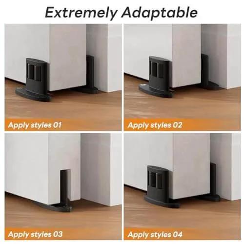 Set Of Four Sliding Barn Door Bottom Floor Guides With Double Sided Roller Design for various styles in use, black finish