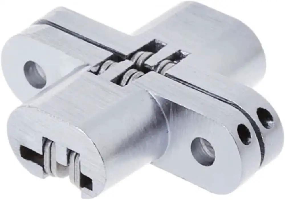 Hidden Cross Hinge for Concealed Mortise Doors, 180 Degree Folding Opening, adjustable conceal hinge, alloy construction