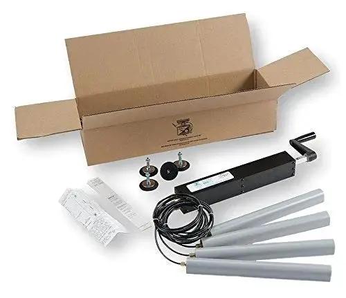 Hydraulic Lift Kit For Workbench With 1000 Lb Capacity And 6 In Stroke, featuring components and packaging.