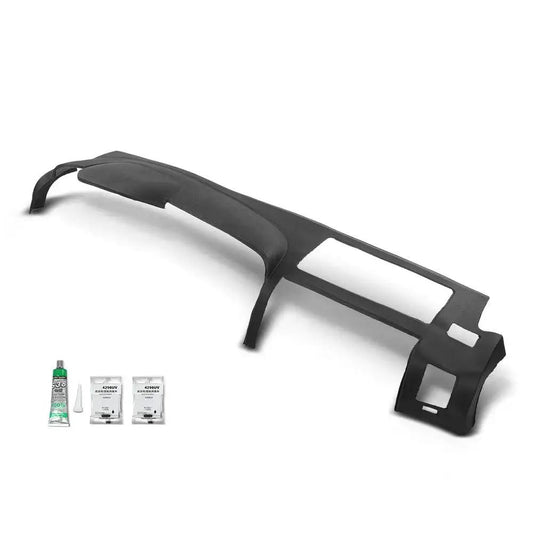 TPE Dash Cover for Chevy Silverado and GMC Sierra 2007 to 2013 Glovebox Bezel with installation kit visible.