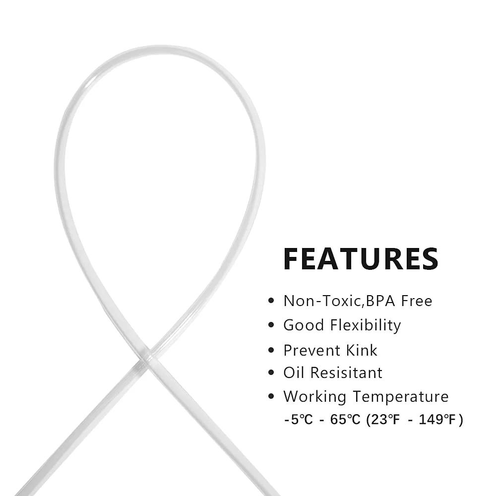 Image of Clear PVC Vinyl Tubing 8mm ID By 10mm OD Flexible Lightweight Hose 3.3 Ft BPA Free Oil Resistant with listed features.