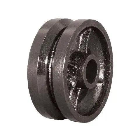 Side view of Cast Iron V Groove Wheel 6 Inch Diameter 2 Inch Wide With Three Quarter Inch Bearing And Optional Half Inch Bore