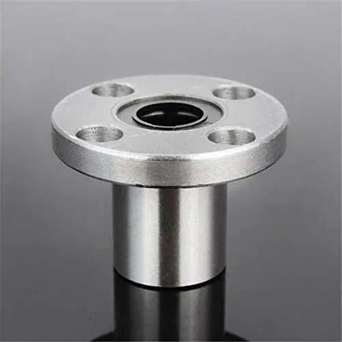 Front view of Flange Bearing Linear Ball Bearing LMF6UU Shaft Bushing for CNC Machines and 3D Printers, sealed on both sides.