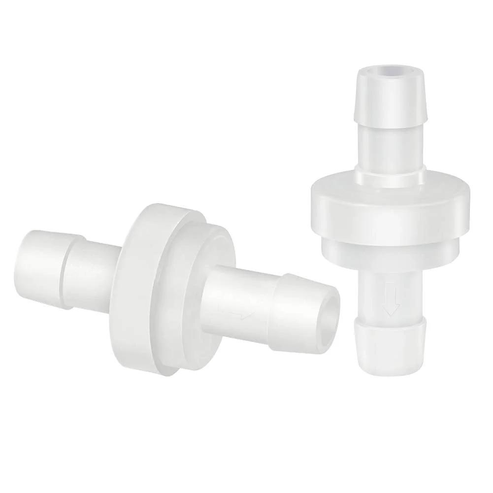 Inline Check Valve One Quarter Inch Hose ID One Way Return High Temperature Corrosion Resistant Pack 2 Designed For Aquarium Fish Tank Pumps Medical And Automotive Applications Quickun, two pieces close-up view