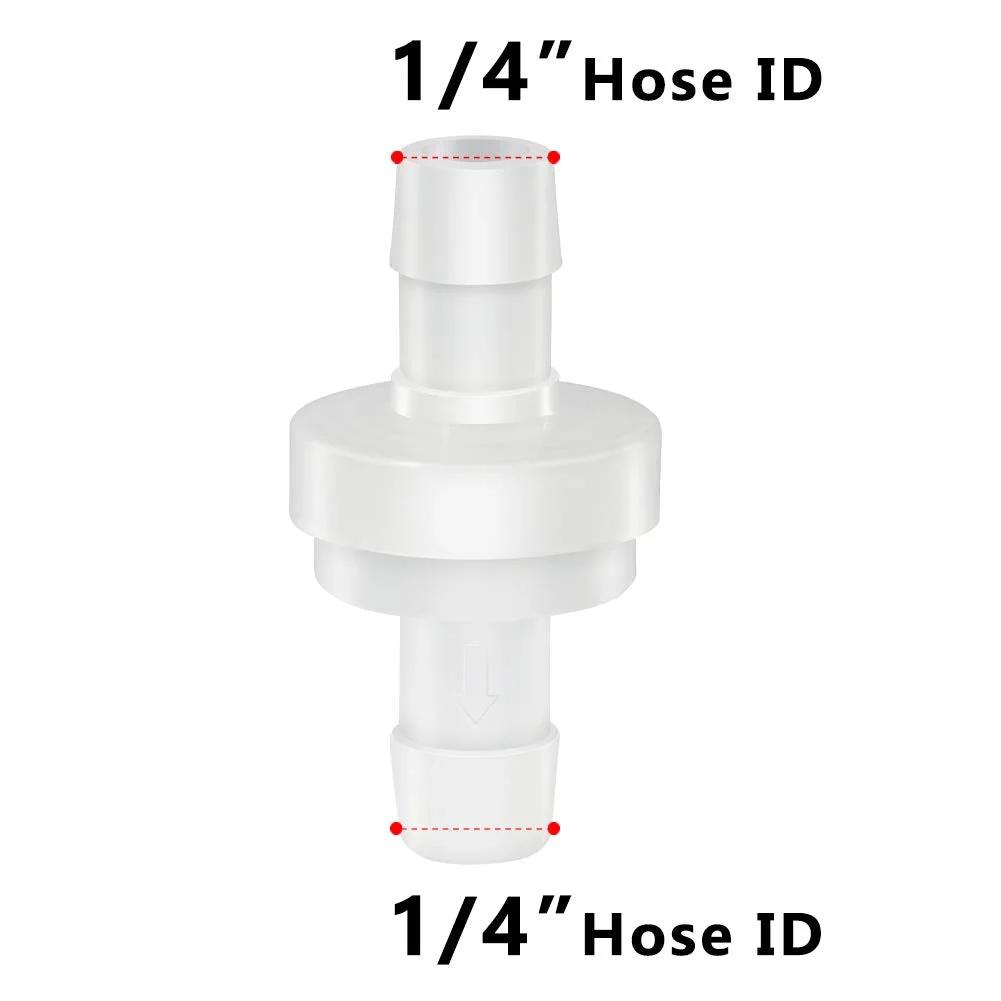 Front view of Inline Check Valve One Quarter Inch Hose ID One Way Return High Temperature Corrosion Resistant Pack 2 Designed For Aquarium
