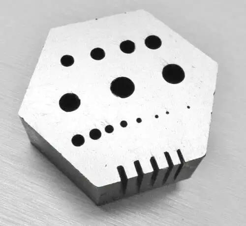 Hexagonal Riveting Anvil Jeweler Bench Block For Drilling And Metal Work, DIYers Friendly Hex Steel Block With Visible Holes and Grooves