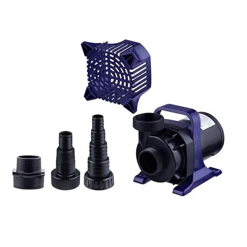 Powerful Submersible Pond Pump With 6550 GPH And Quiet 456W Motor 33 Foot Cord And Adapters 26 Foot Lift Vertical Or Horizontal Operation