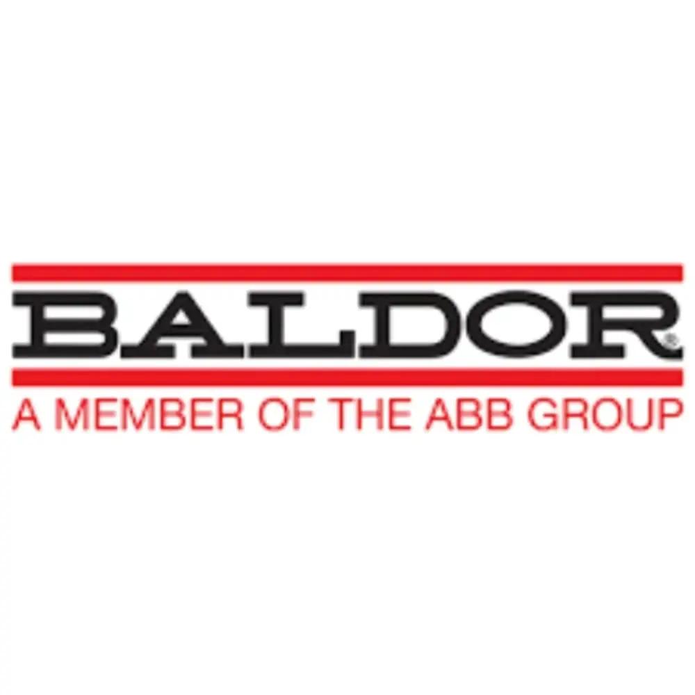 Baldor logo, part of the ABB Group, displayed with red and black lettering.