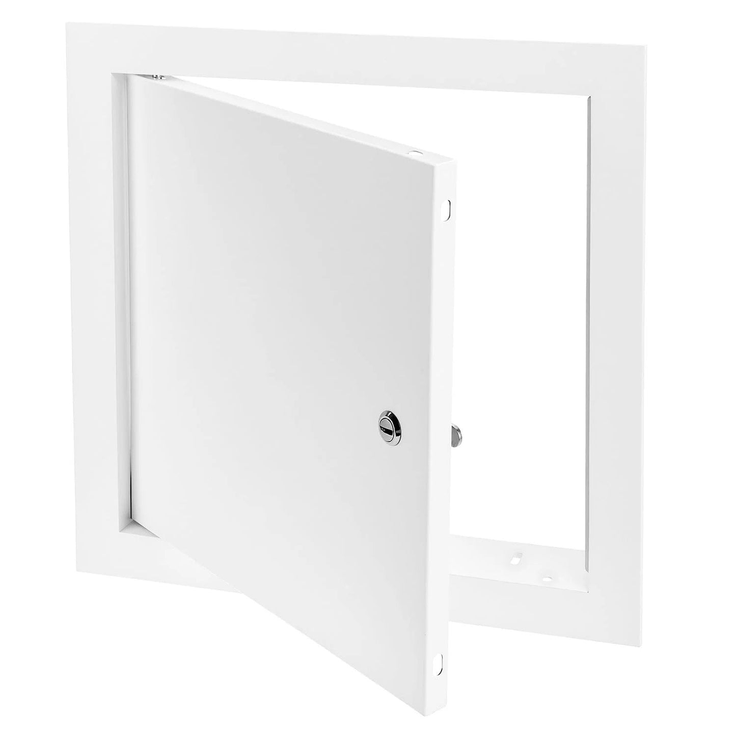 Open view of 10 X 10 Flush Access Door Panel For Drywall And Ceiling Electrical, Powder Coated White Aluminum Alloy Service Shaft Door By QWORK