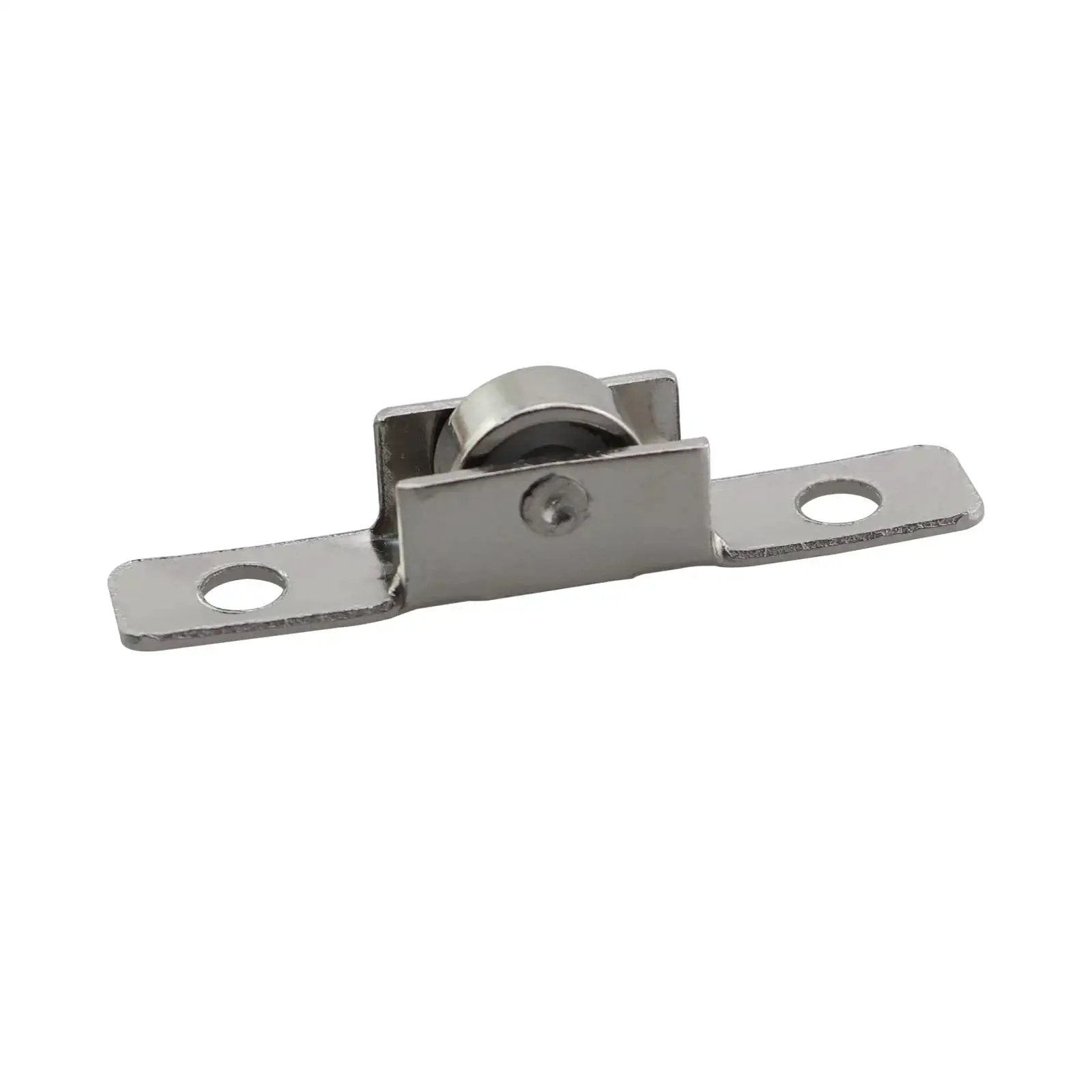12 Pack Sliding Door Window Pulley Wheel 43x7mm Silver Universal Metal Roller for cabinets, drawers, wear resistant nickel plated steel front view.
