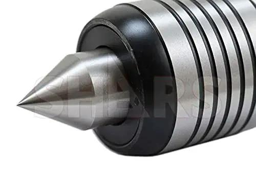Close-up of 3MT Medium Duty Live Center With MT3 Morse Taper Triple Bearing Lathe Center, showcasing 60-degree point and triple bearing design.