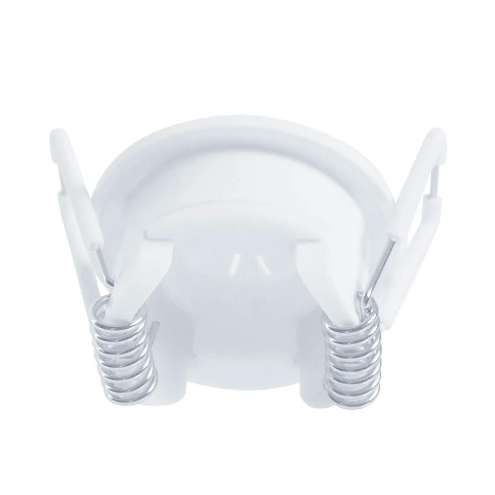 Side view of Speedy Z Mini Spring-Lock Cable Pass-Through Port For Clean Wall Install In White 1.5 Inch Outer Diameter And 1 Inch Inner Diameter Ultra Low-Profile Grommet Easy 1.25 Inch Hole Saw Prep Supports Coax HDMI CAT5/CAT6 Speaker Wire