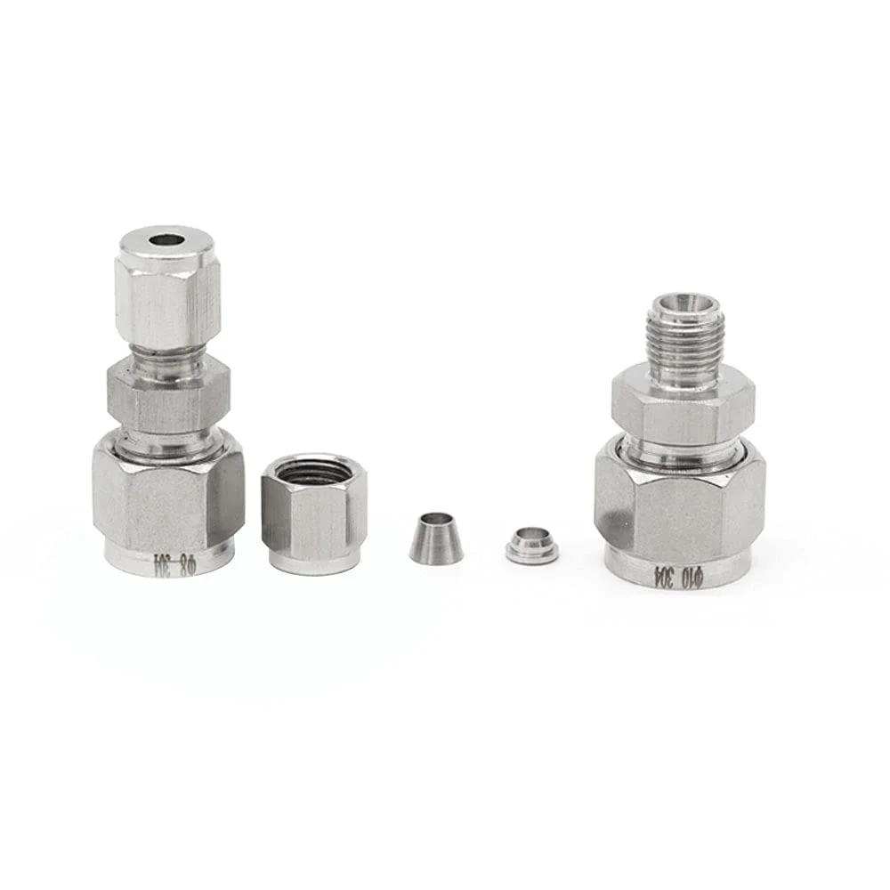 304 Stainless Steel Reducing Compression Tube Fitting Reducer Union One Quarter Inch To Three Eighths Inch Two Pack