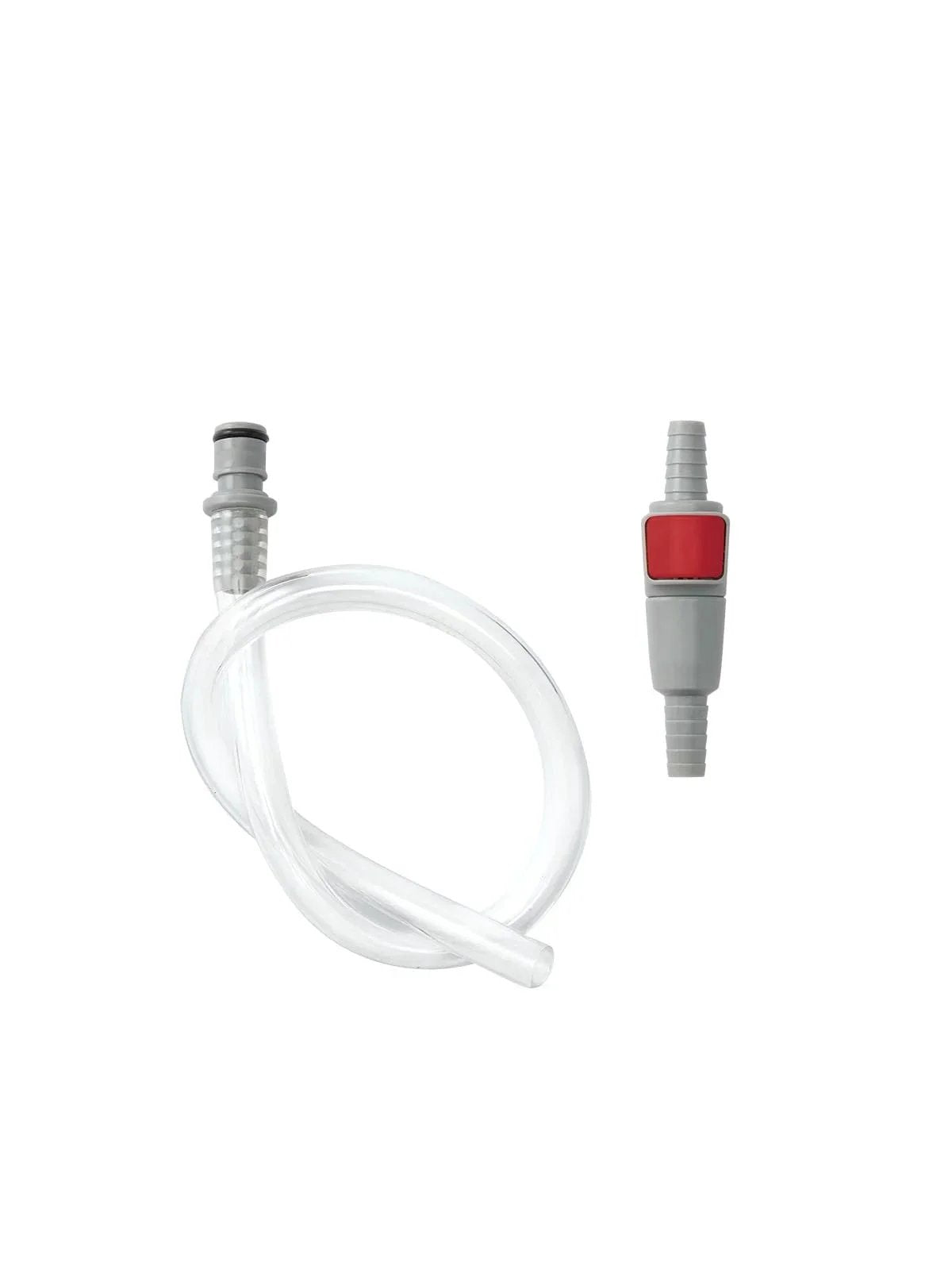 Hydraulics Quick Connection Kit For Water Reservoir System Quarter Inch Hose Fittings With Easy Disconnect Includes Extra Male Piece And Hose For Water Filters Compatible With Osprey Hydraulics Reservoirs, components displayed.