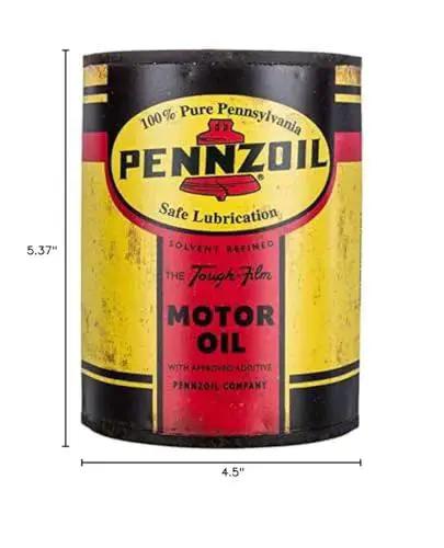 Distressed Metal Half Oil Can Wall Decor With Classic Pennzoil Logo For Garage And Man Cave Vintage Auto Theme Wall Art