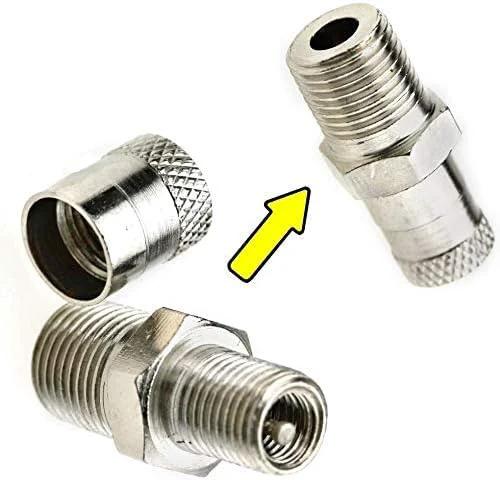 Two Pack Schrader Tank Valve 1/8 Inch BSPT Thread, 25mm Port, Beefed Up To 35 Bar 500 PSI, metal fitting components shown
