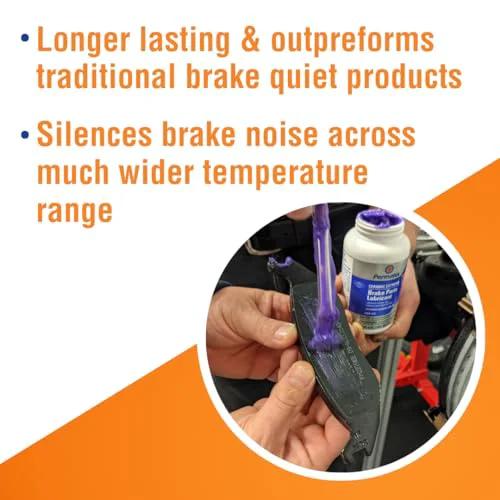 Hands applying Ceramic Extreme Brake Parts Lubricant For Disc And Drum Systems, 8 Oz From Permatex to a brake pad.