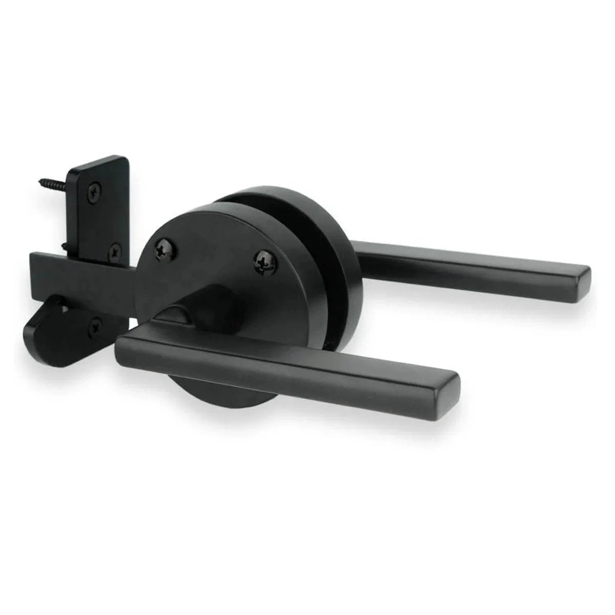 Double Sided Gate Latch for Wooden Fence And Wood Gate Heavy Duty Swinging Door Latch, black stainless steel, left-hinged design