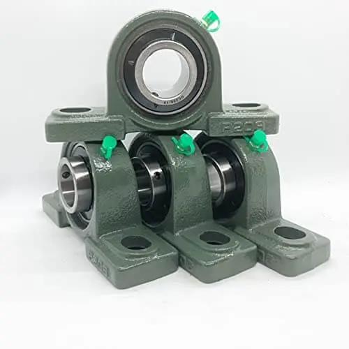 Pillow Block Bearing Unit UCP206-19 Bore 1 3/16 Inch with cast iron housing, self aligning solid base, shown in 4-pack