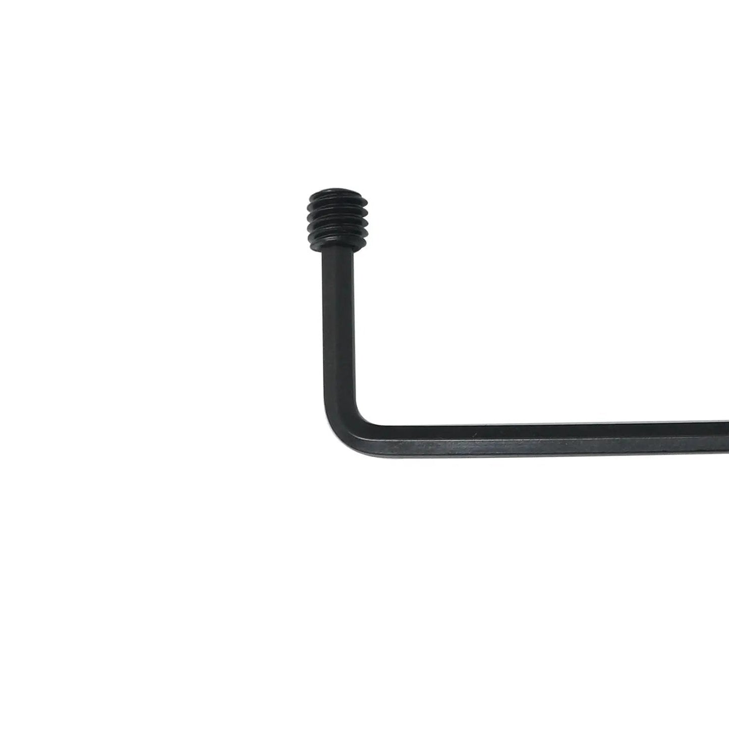 Close-up of Allen head cup point screw with hex key from 25-Piece Stainless Steel Socket Set Screw Kit With Allen Head Cup Point Black Oxide Finish 10-32 x 3/16 Inch Includes Hex Key Wrench Great For Machinery Electronics DIY Projects