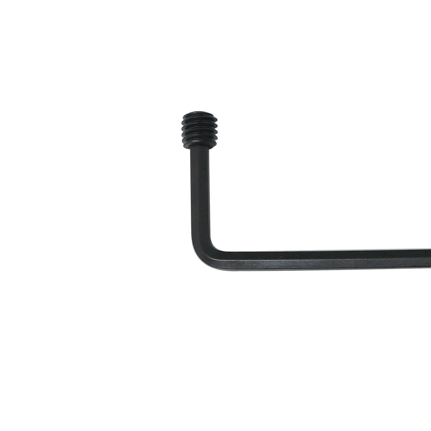 Close-up of Allen head cup point screw with hex key from 25-Piece Stainless Steel Socket Set Screw Kit With Allen Head Cup Point Black Oxide Finish 10-32 x 3/16 Inch Includes Hex Key Wrench Great For Machinery Electronics DIY Projects