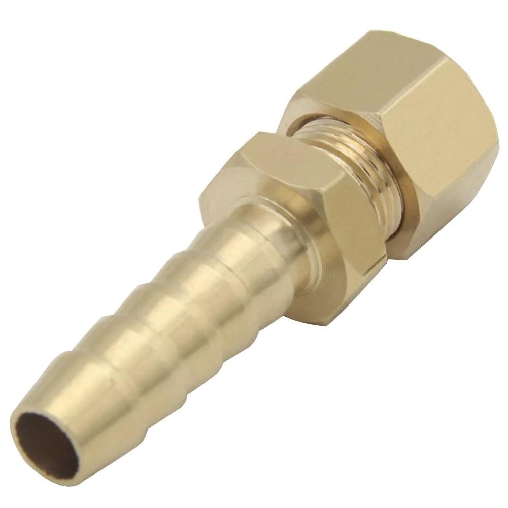 Brass Compression Fitting 5/16 Inch Tube OD to 5/16 Inch Hose Barb for Transmission Cooler and Fuel Line, Universal Replacement Part
