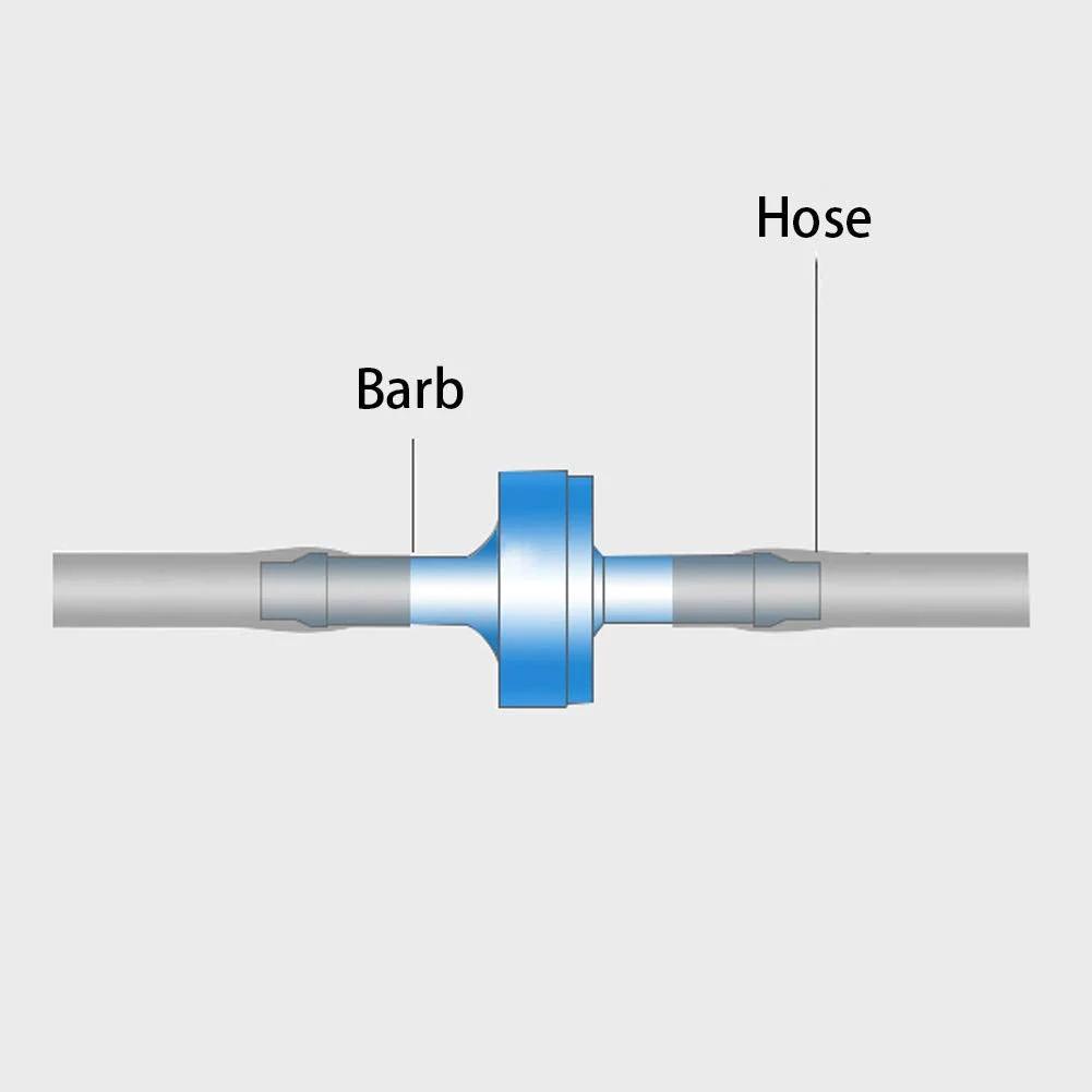 Side view of One Way Check Valve 1/8 Inch Hose Barb Non Return PVED Plastic Valve For Water Fuel Oil Air Gas Ozone Resistant