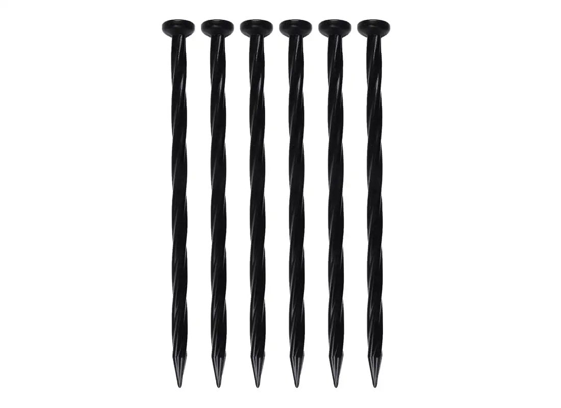 No Dig 8 Inch Nylon Spiral Landscape Edging Anchoring Spikes Pack Of 6 Black For Securing Edging And Landscape Fabric In Your Yard