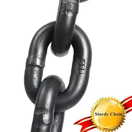 Close-up of durable chain link on Manual Lever Hoist Come Along Three Quarters Ton Capacity 1650 Lbs, Ten Ft Lift