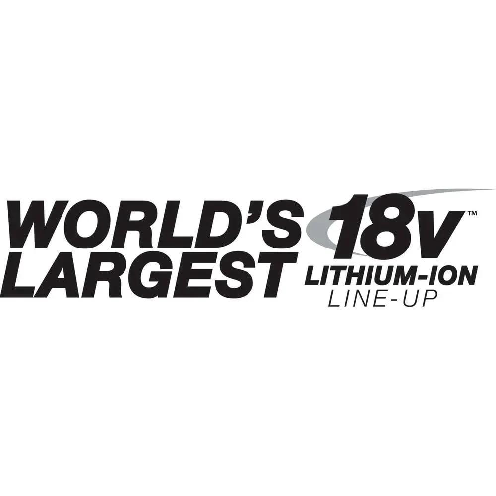 Text image of 'World's Largest 18V Lithium-Ion Line-Up' logo.