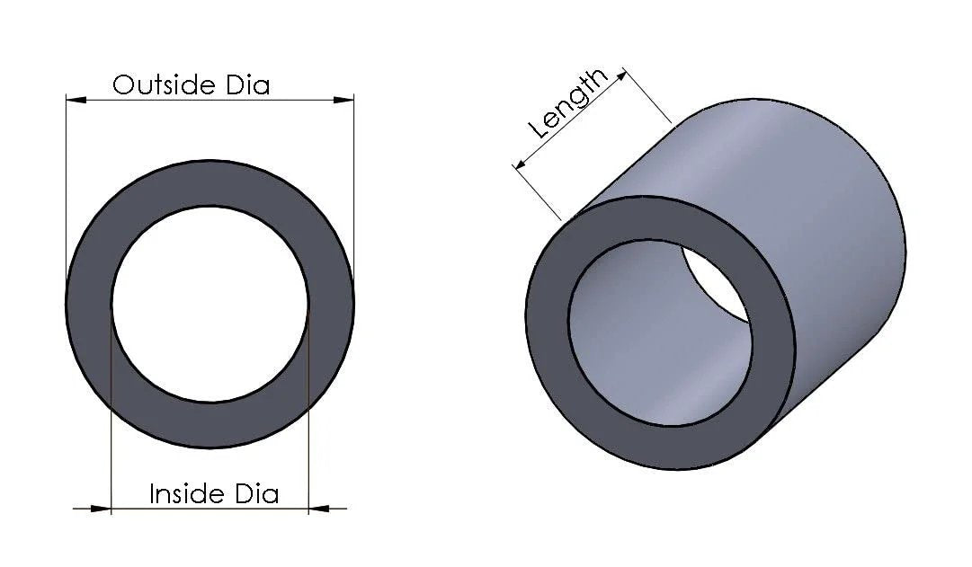 Diagram of Three Eighth Inch Outer Diameter Round Steel Tube Spacer Eight Inch Long Two Pack For Diy Projects One Quarter Inch Inner Diameter Seamless Straight Pipe Tubing Polished Steel With Oiled Finish Ready For Cutting Welding And Painting.
