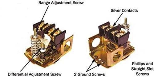 Internal view of Water Well Pressure Control Switch For Your Pump 40 60 PSI Cut In Cut Off One Quarter Inch NPT NEMA 1 Adjustable Differential