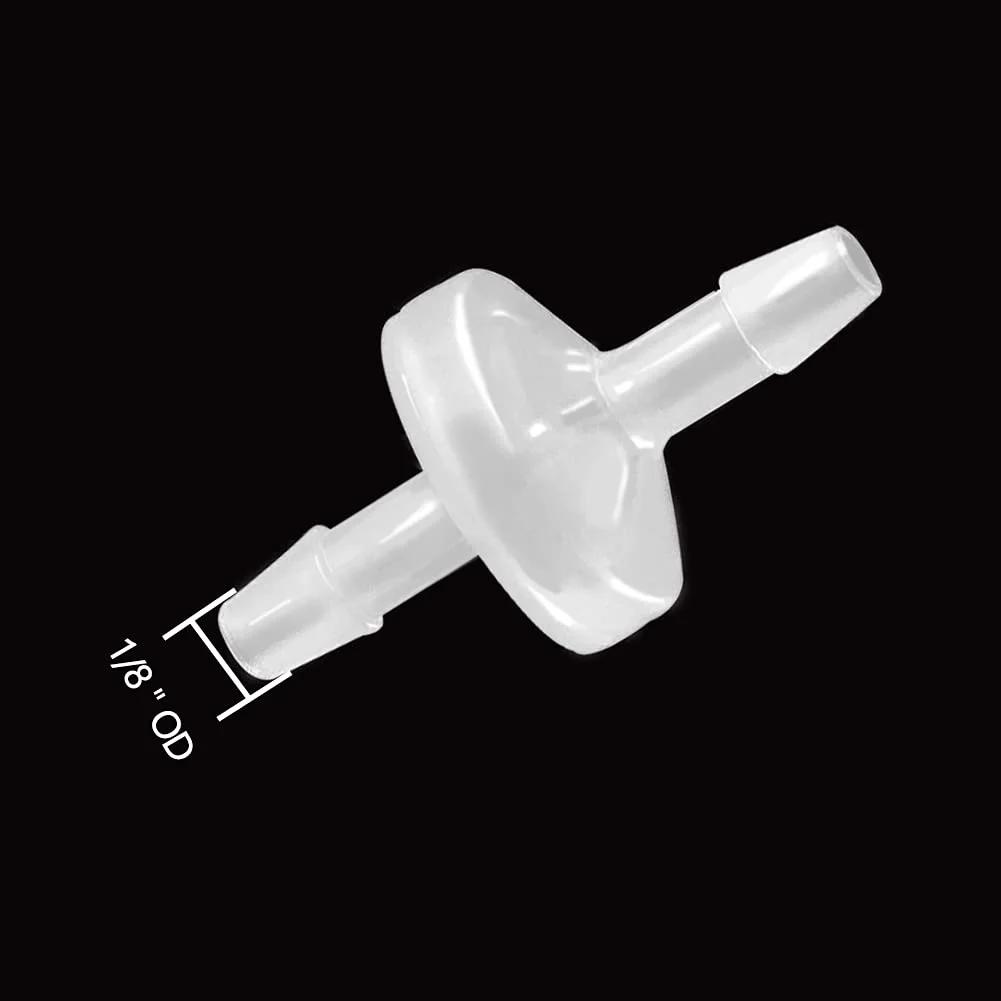 One Way Check Valve 1/8 Inch Hose Barb Non Return PVED Plastic Valve For Water Fuel Oil Air Gas Ozone Resistant, side view