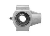 Front view of Single 15/16 in Set Screw Take-Up Bearing Housing Black Polymer, Sealed Ball Bearing Insert, Narrow-Slot Unit