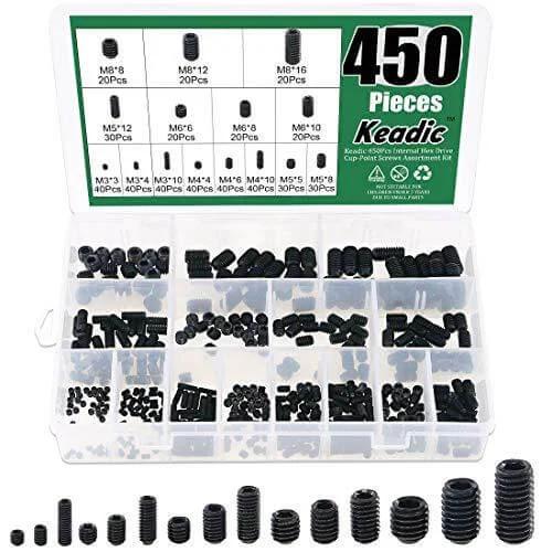450-Piece Hex Set Screw Assortment Kit - Steel - Internal Hex Drive