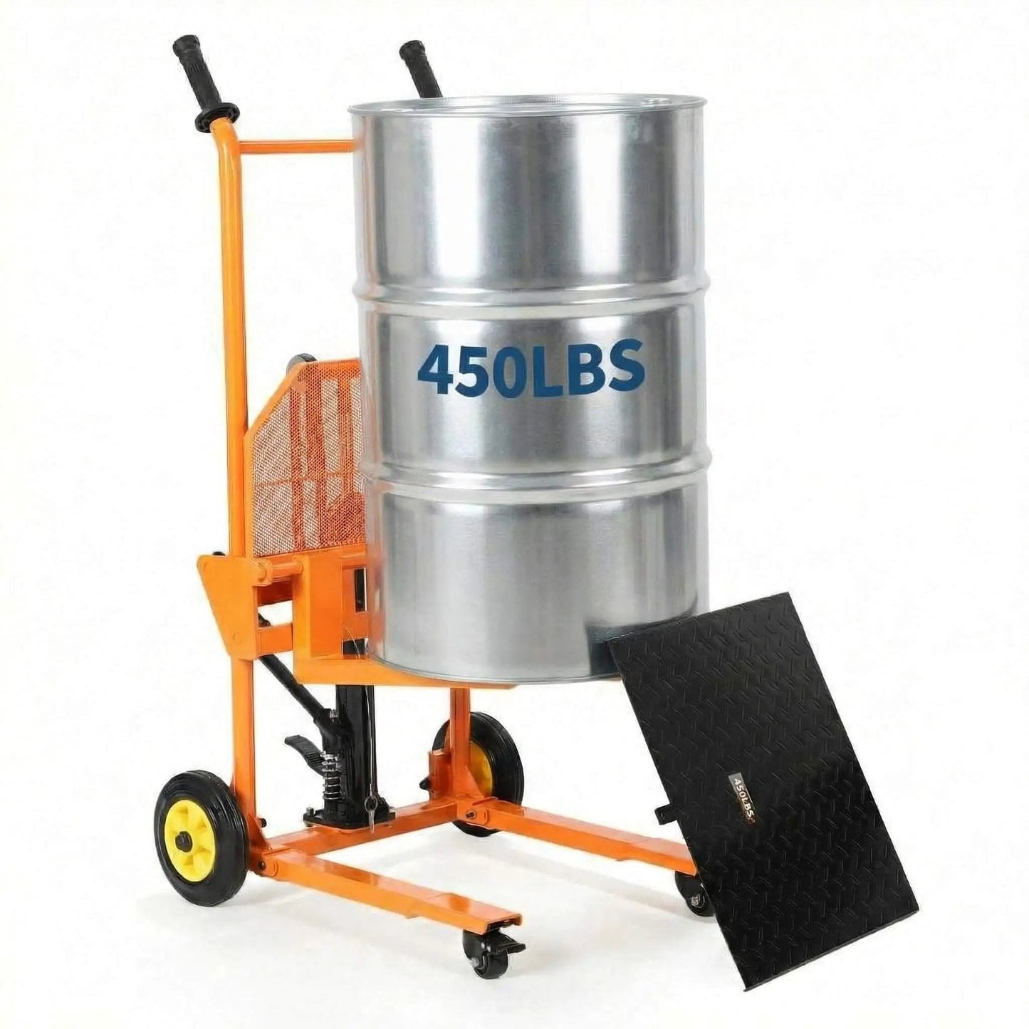450 Lbs Hydraulic Material Lift Dolly With Adjustable Forks And Removable Platform Manual Fork Winch Stacker for pallets, front view