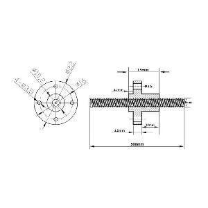 450MM long lead screw & a nut