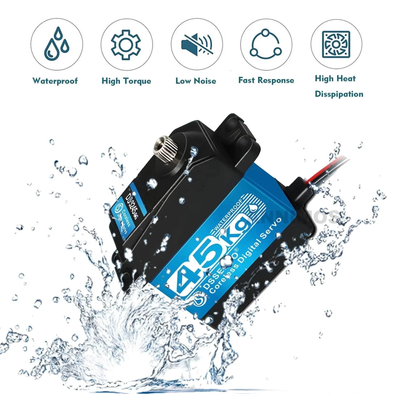 45KG High Torque Servo 8.4V Coreless RC Steering Servo Motors, waterproof, stainless steel gear, outdoor use illustration