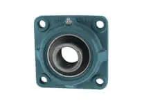 Single 45mm 4-Bolt Flange Bearing Unit with Heavy Set-Screw Locking Insert, Cast Iron Housing, Industrial Pillow Block Replacement for Conveyor