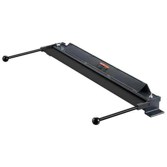 Box and Pan Brake 48 Inch Sheet Metal Bender for 0 to 130 Degree Bends with 0.31 Inch Blade side view of metal bender